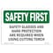 Signmission OSHA Sign, Glasses And Hand Protection Are Required, 10in X 7in Decal, 10" W, 7" H, Landscape OS-SF-D-710-L-10904 - alternate 1